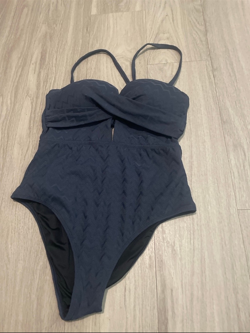 Textured Navy One-Piece Swimsuit
